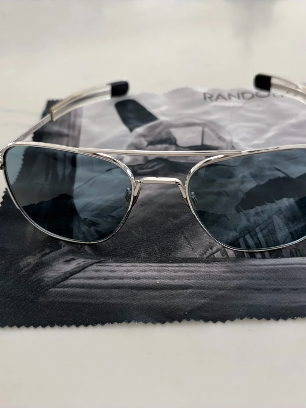 Silver Aviator Sunglasses with Dark Blue Lenses